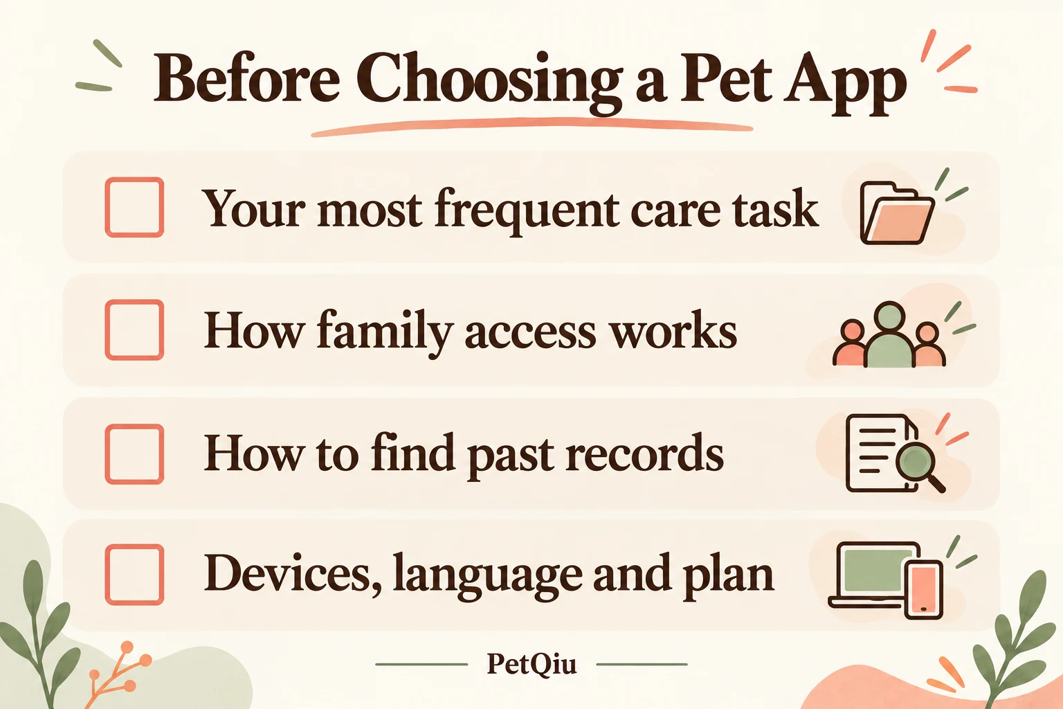 Practical checklist for Best Pet Care Apps: Compare PetQiu, DogLog, 11pets, PetDesk and Dogo